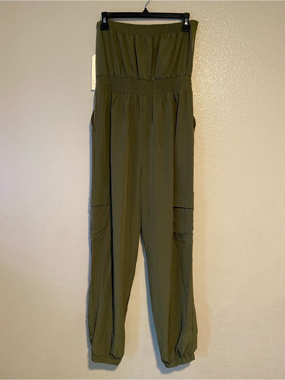 Urban Girl Strapless Olive Wide-Leg Cargo Jumpsuit Size M - Picture 6 of 11